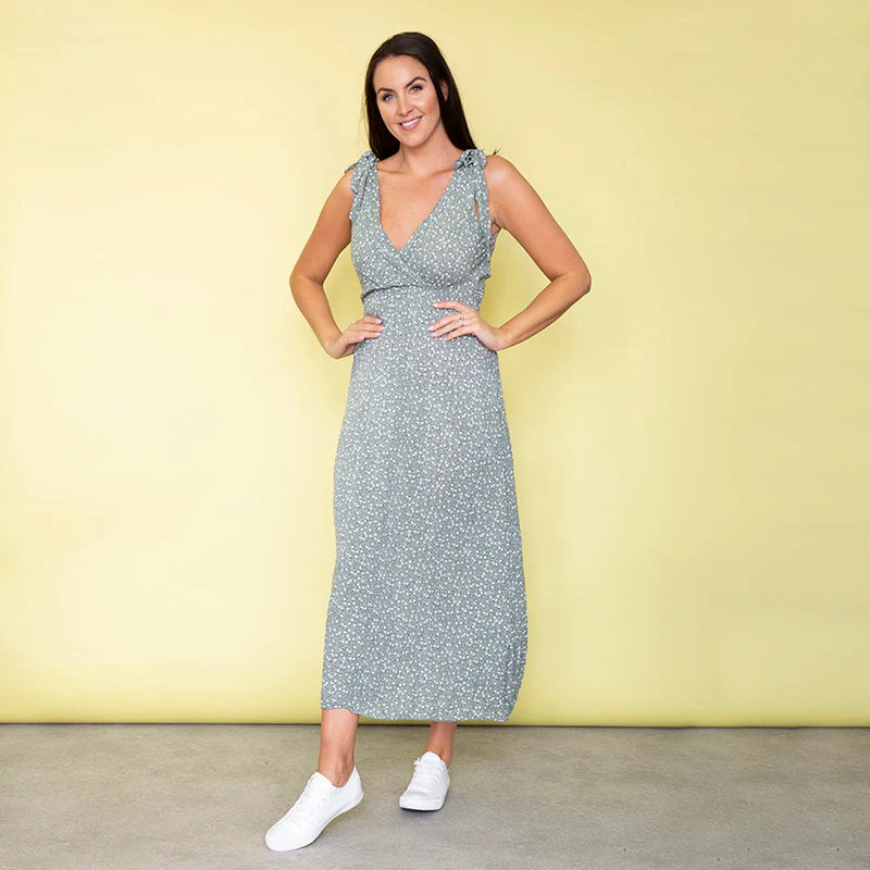 Georgia Bow Tie Midi Dress (Sage) - Image 4