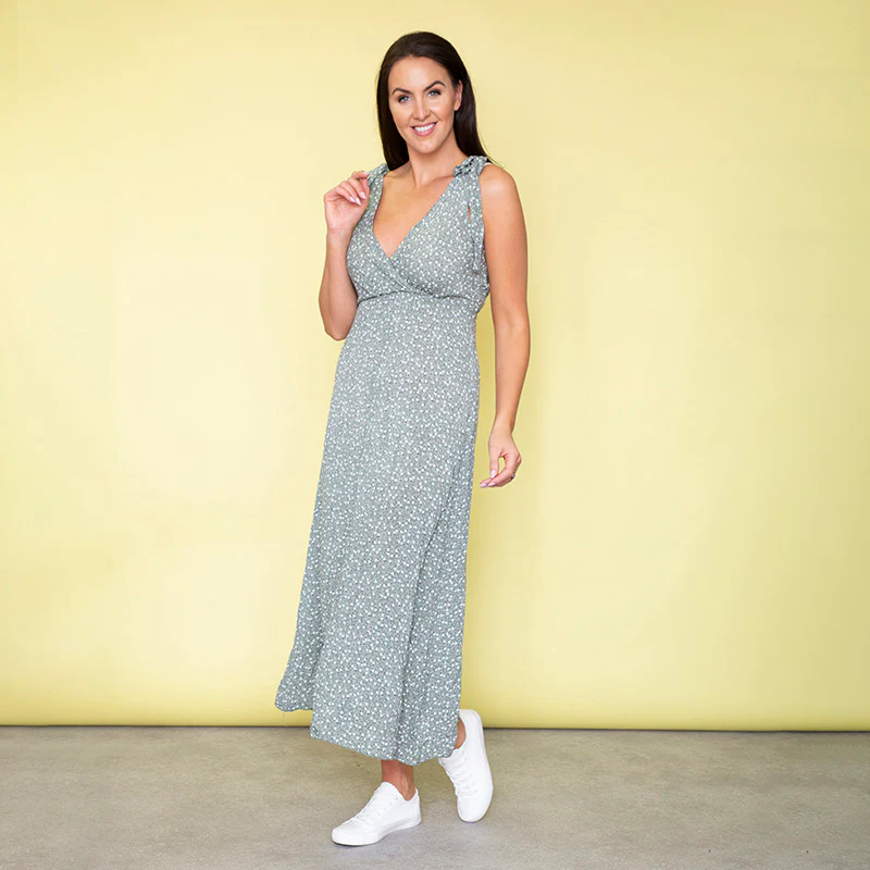 Georgia Bow Tie Midi Dress (Sage) - Image 6