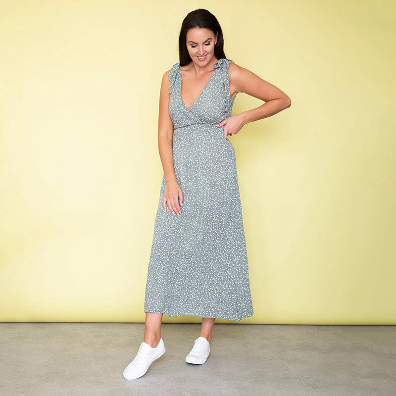 Georgia Bow Tie Midi Dress (Sage) - Image 7