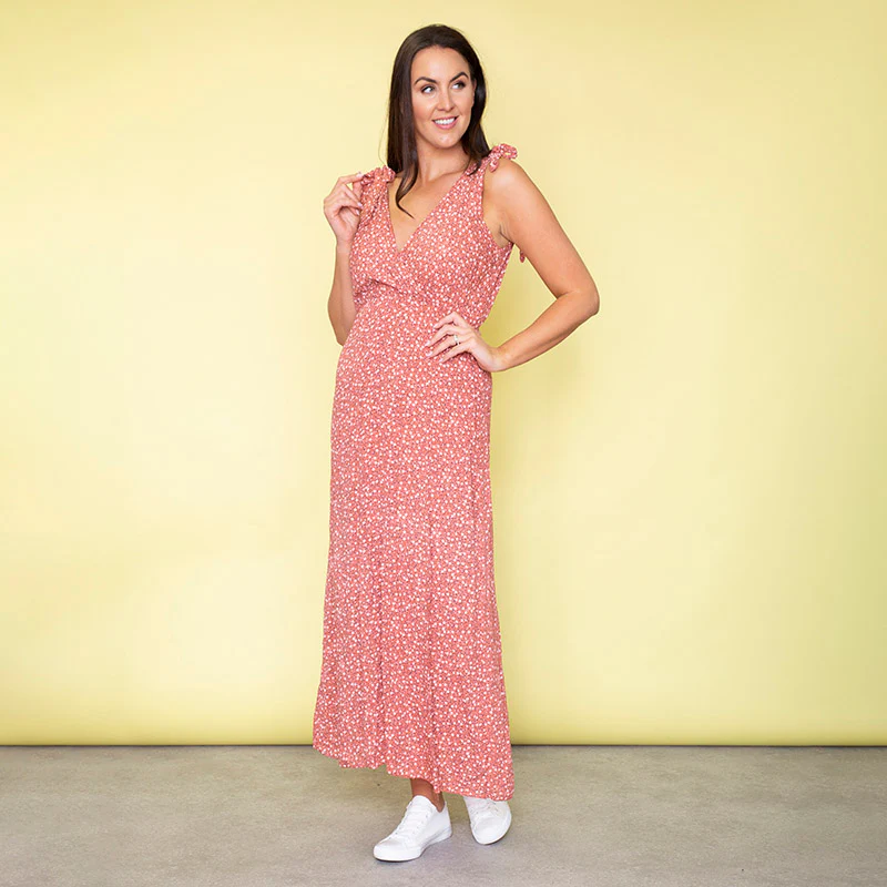 Georgia Bow Tie Midi Dress (Strawberry) - Image 2