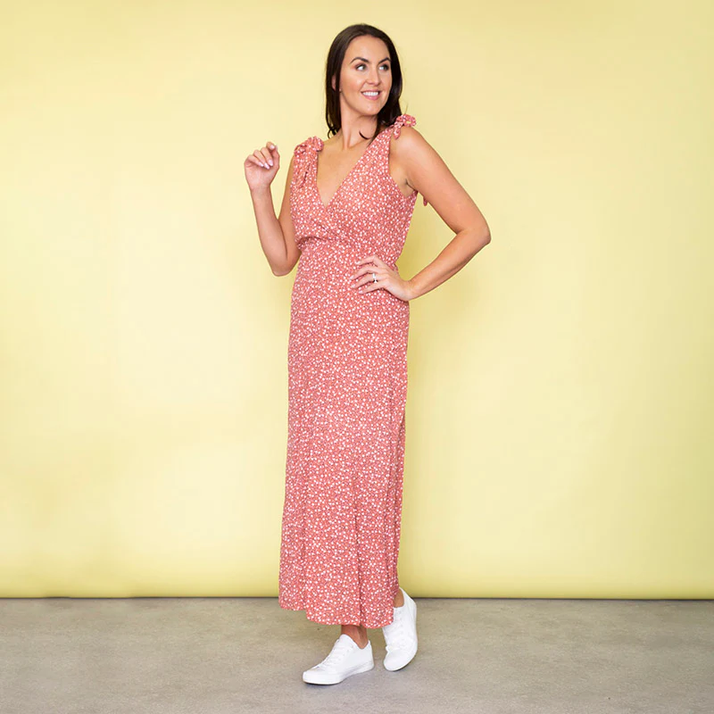 Georgia Bow Tie Midi Dress (Strawberry) - Image 5