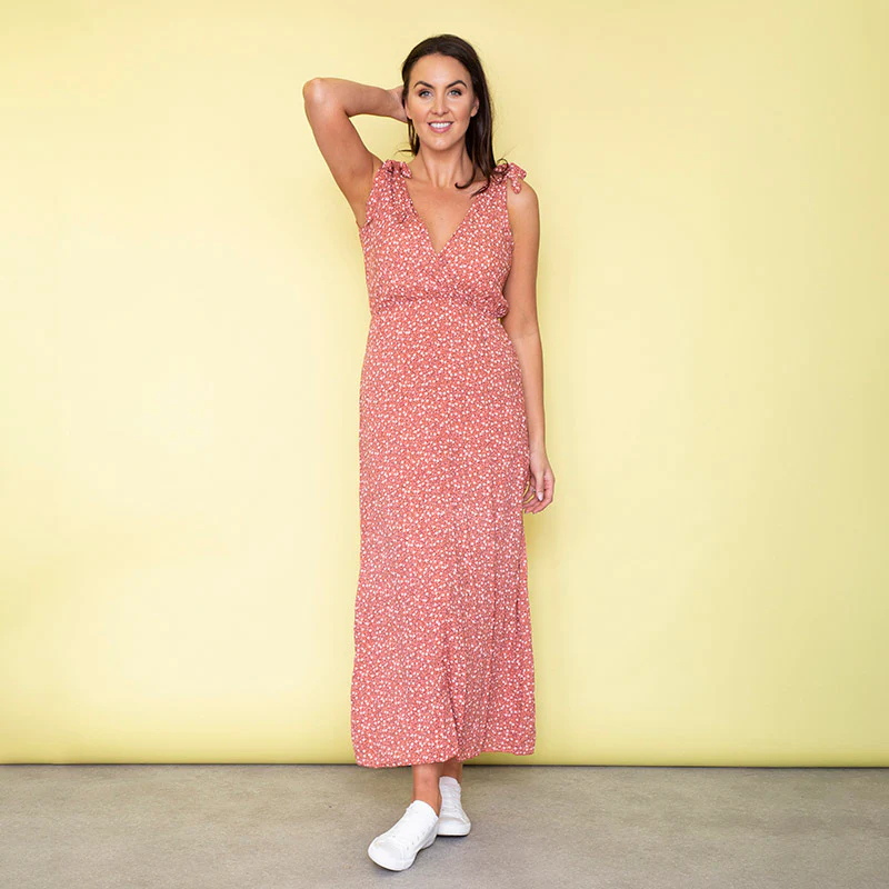 Georgia Bow Tie Midi Dress (Strawberry) - Image 7
