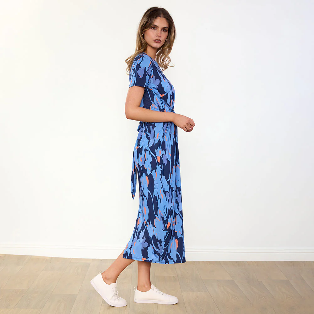Alana Dress (Navy/Orange Abstract) - Image 8