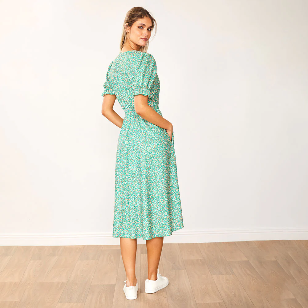 Belle Dress (Green Floral) - Image 10