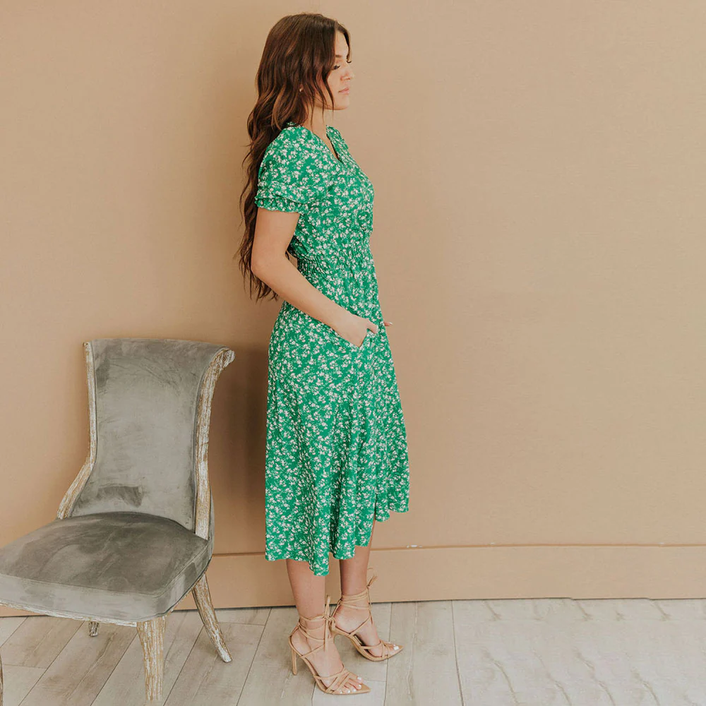 Belle Dress (Green Floral) - Image 13