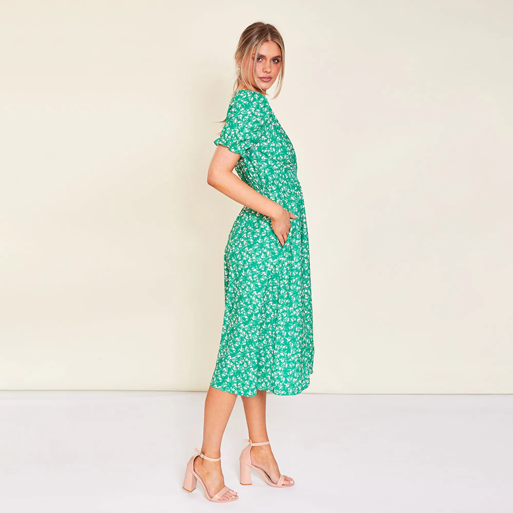 Belle Dress (Green Floral) - Image 16