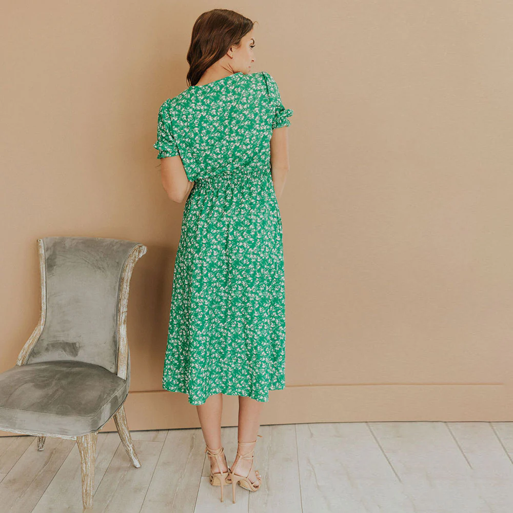 Belle Dress (Green Floral) - Image 17