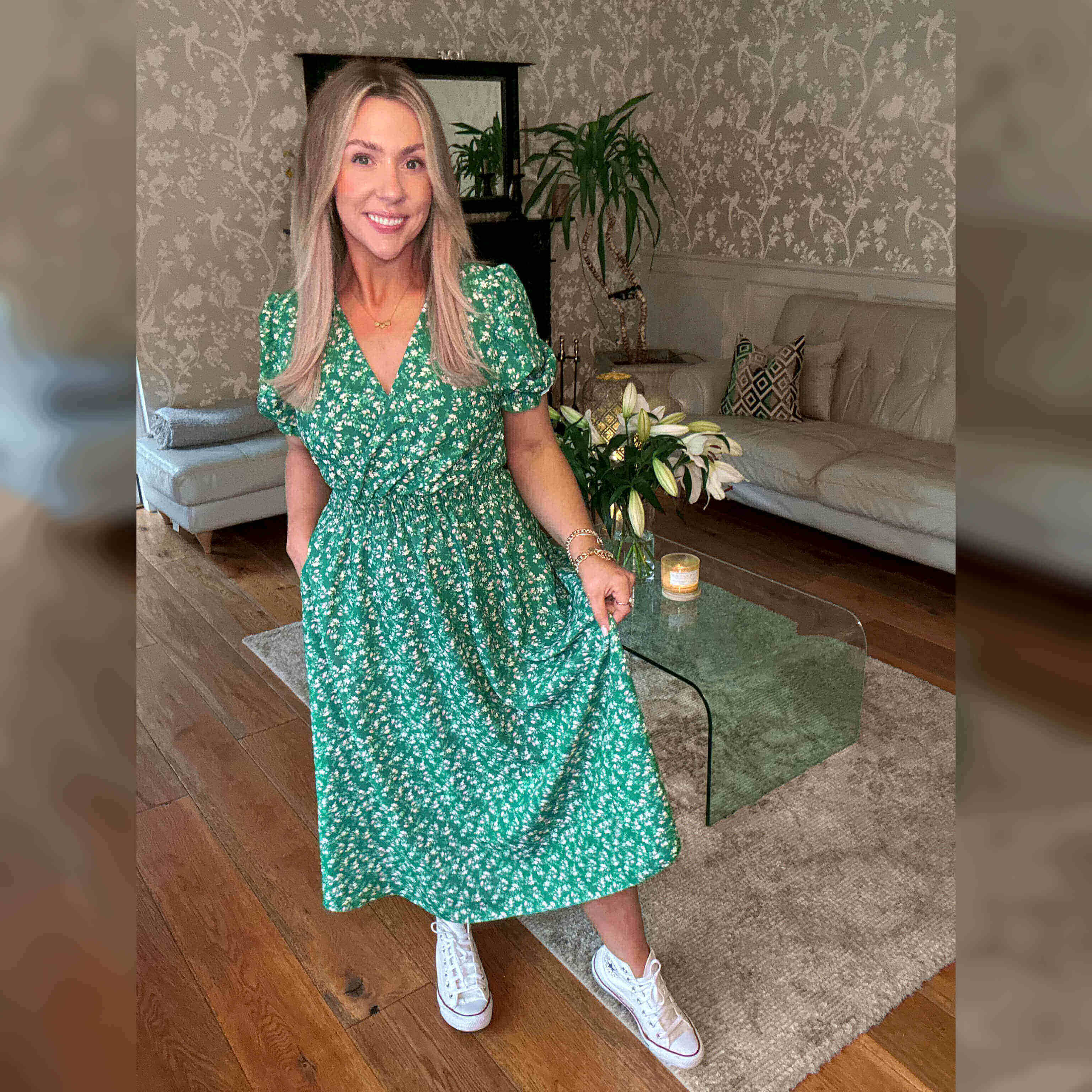 Belle Dress (Green Floral) - Image 19
