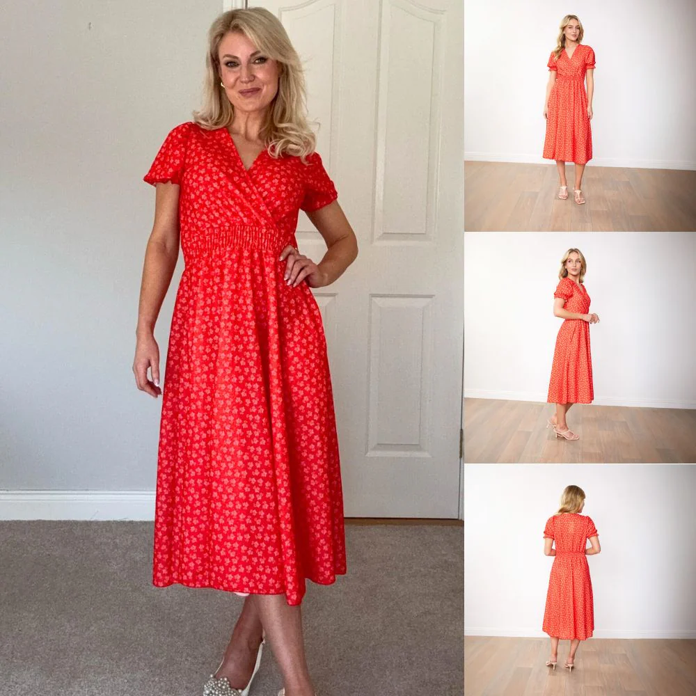 Belle Dress (Red Blossom) - Image 9