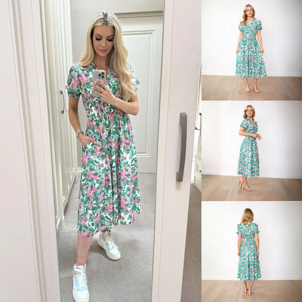 Bonnie Dress (Green Floral) - Image 13