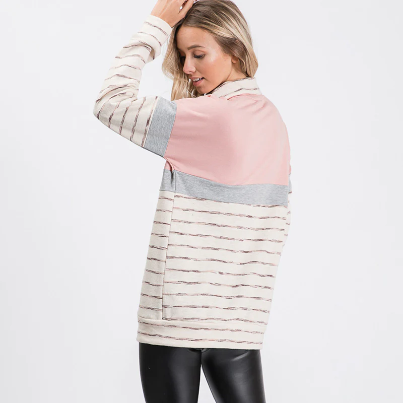 Cara Colour Block Zip Sweatshirt Pink - Image 2