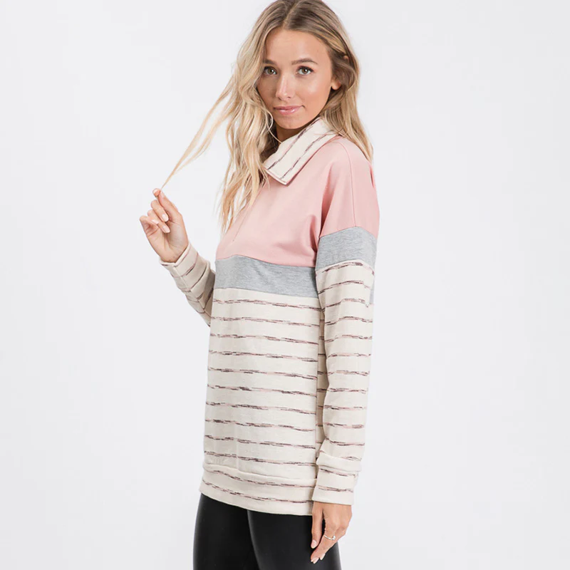 Cara Colour Block Zip Sweatshirt Pink - Image 5