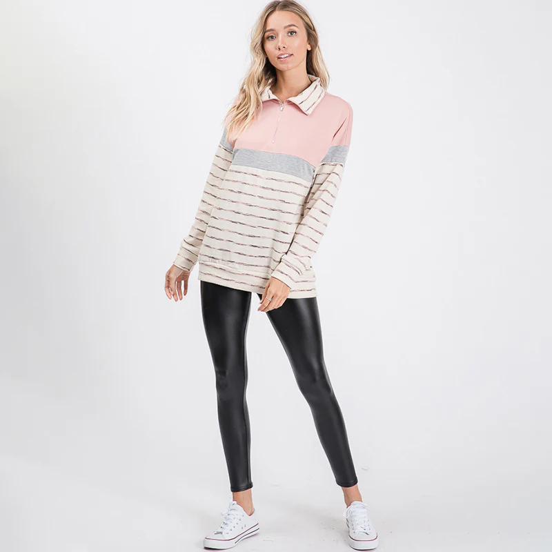 Cara Colour Block Zip Sweatshirt Pink - Image 9