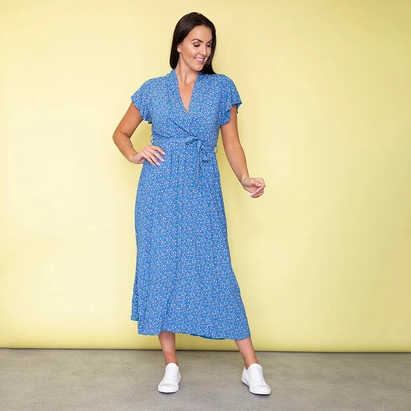 Carmen Floral Midi Dress (Cobalt) - Image 4