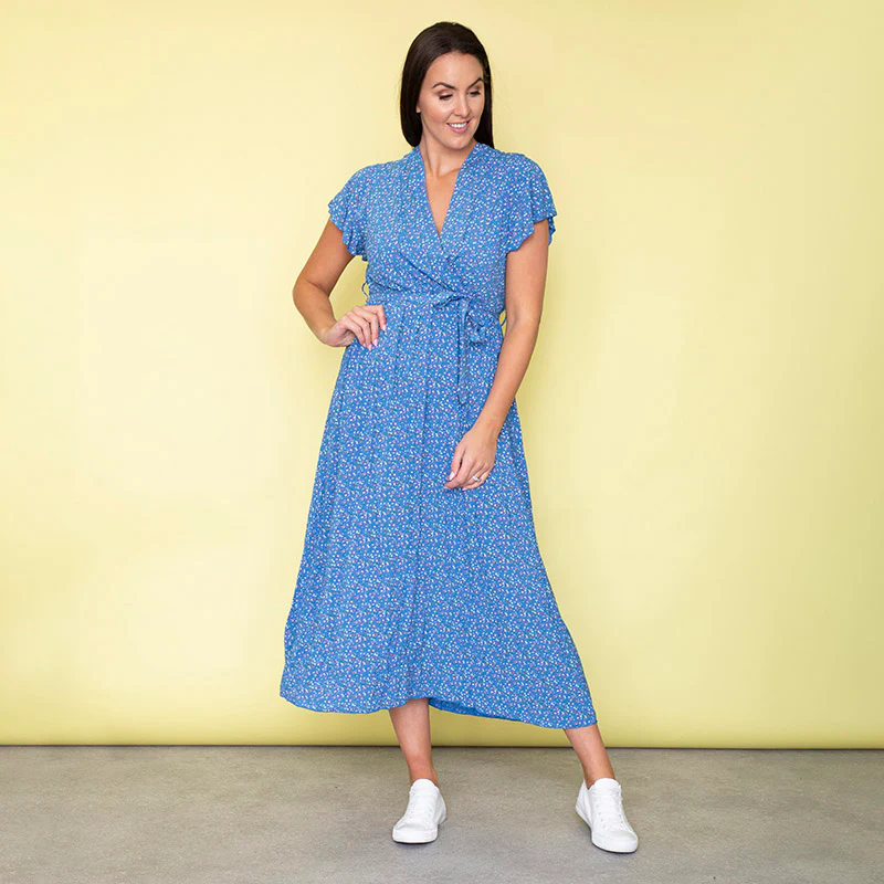Carmen Floral Midi Dress (Cobalt) - Image 6