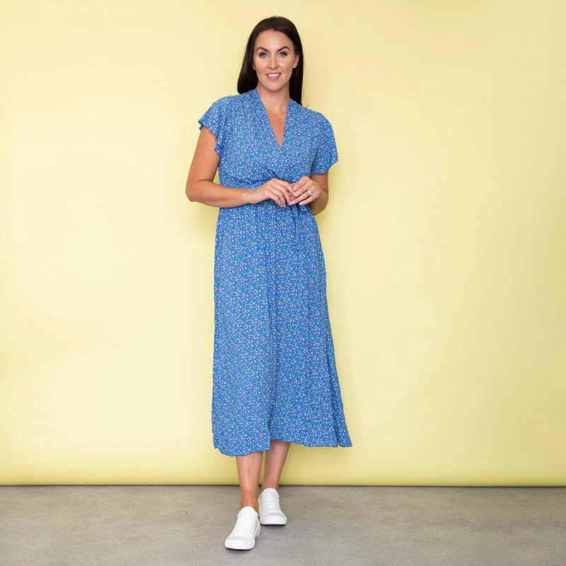 Carmen Floral Midi Dress (Cobalt) - Image 7