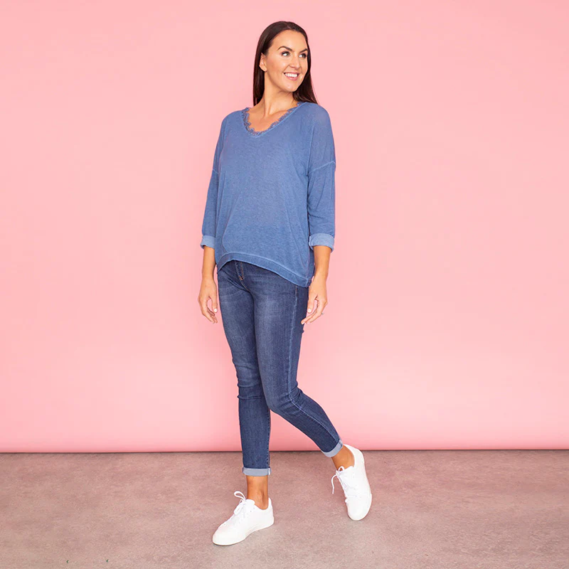 Carrie Lace Top  (Blueberry) - Image 2