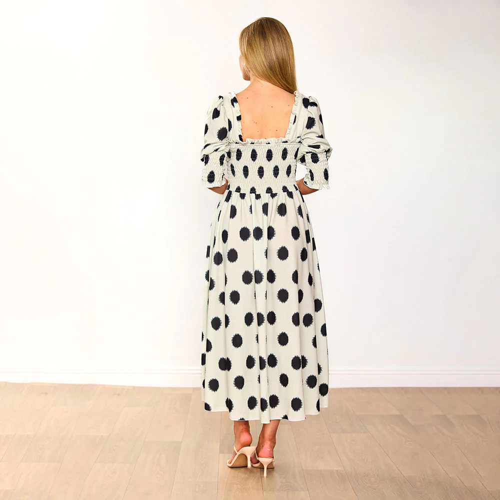 Cassidy Dress (Cream & Black Polka) - Image 11