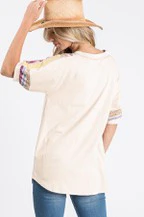 Chevron Short Sleeve Top (Cream) - Image 5