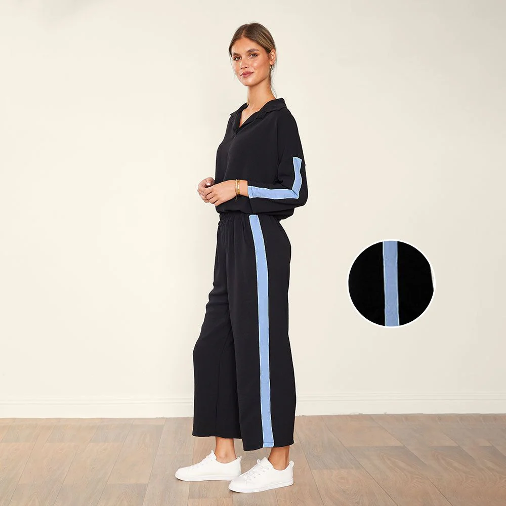 Clara Co-Ord (Black & Blue)
