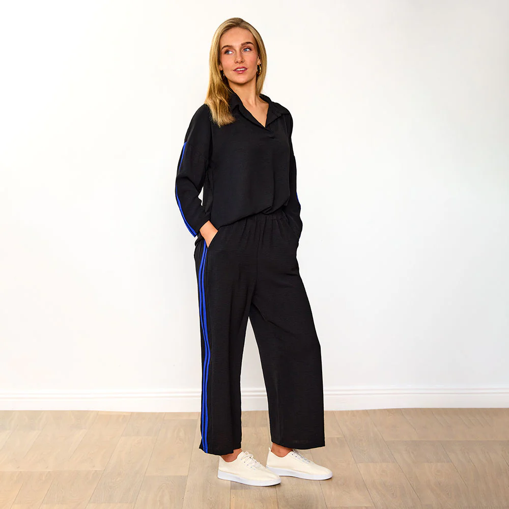 Clara Co-Ord (Black/Cobalt Stripe) - Image 3
