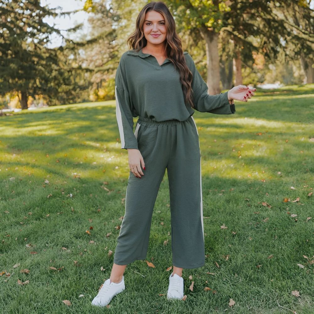 Clara Co-Ord (Khaki & Cream) - Image 10