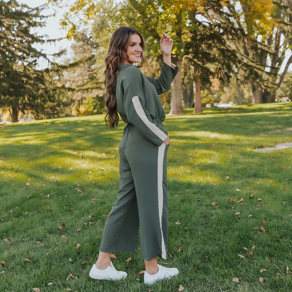 Clara Co-Ord (Khaki & Cream) - Image 11
