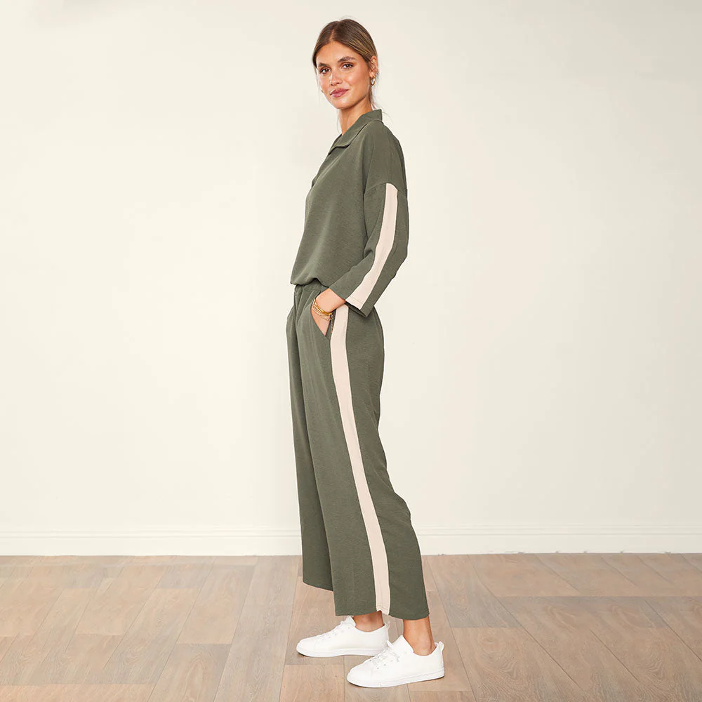 Clara Co-Ord (Khaki & Cream) - Image 2