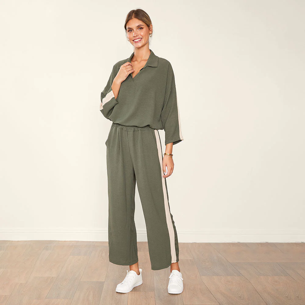 Clara Co-Ord (Khaki & Cream) - Image 3