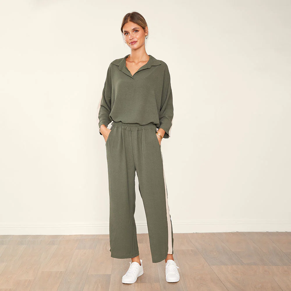 Clara Co-Ord (Khaki & Cream) - Image 5
