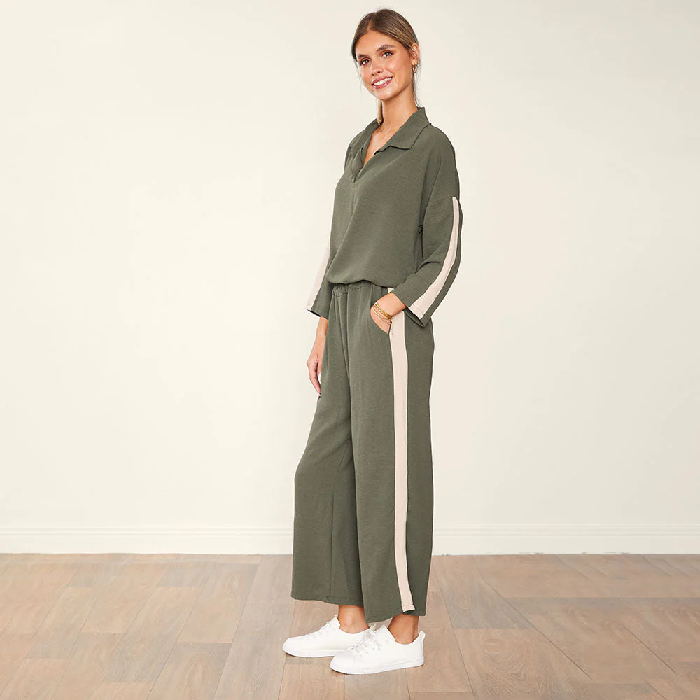 Clara Co-Ord (Khaki & Cream) - Image 7