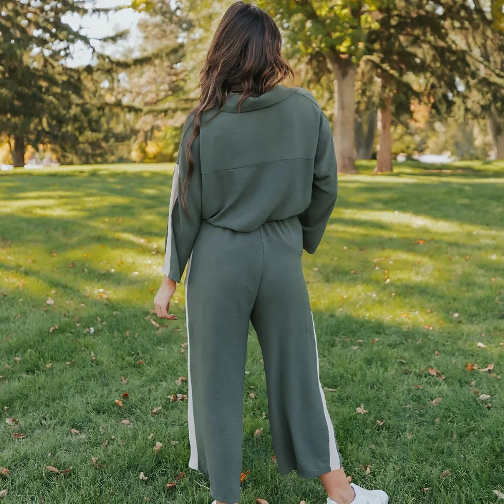 Clara Co-Ord (Khaki & Cream) - Image 9