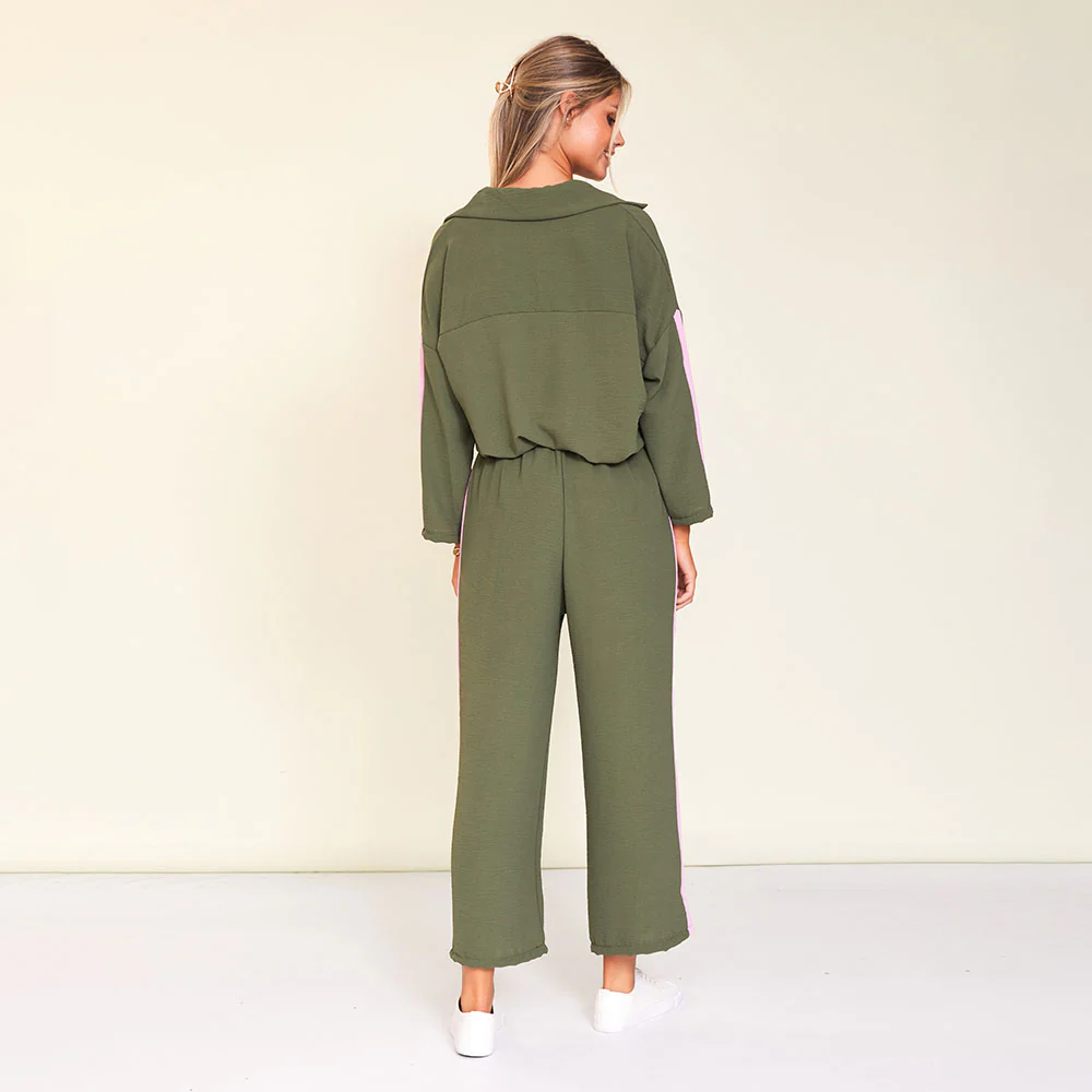 Clara Co-Ord (Khaki/Pink Stripe) - Image 8