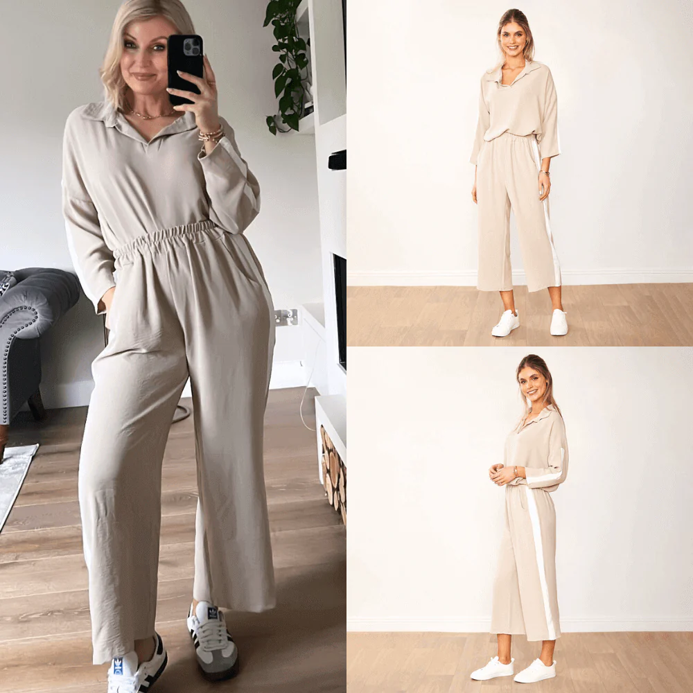 Clara Co-Ord (Taupe & White) - Image 14
