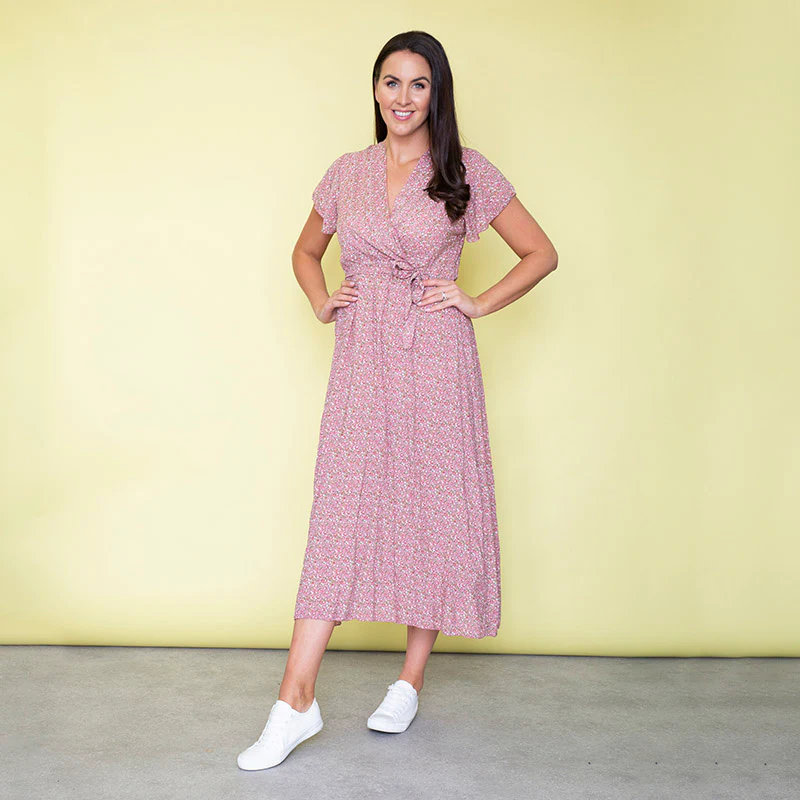 Carmen Floral Midi Dress (Baby Pink) - Image 5