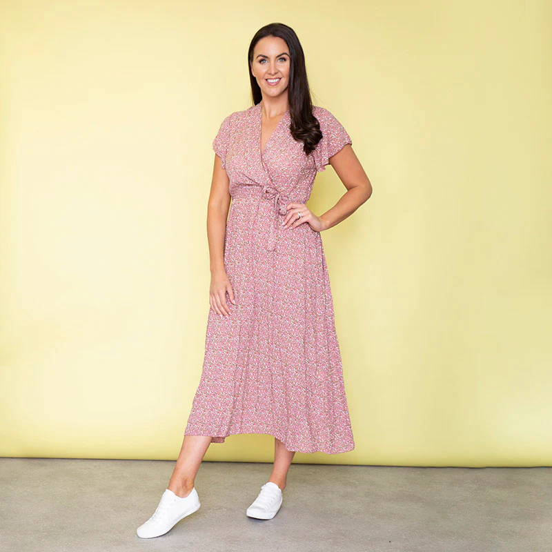 Carmen Floral Midi Dress (Baby Pink) - Image 6