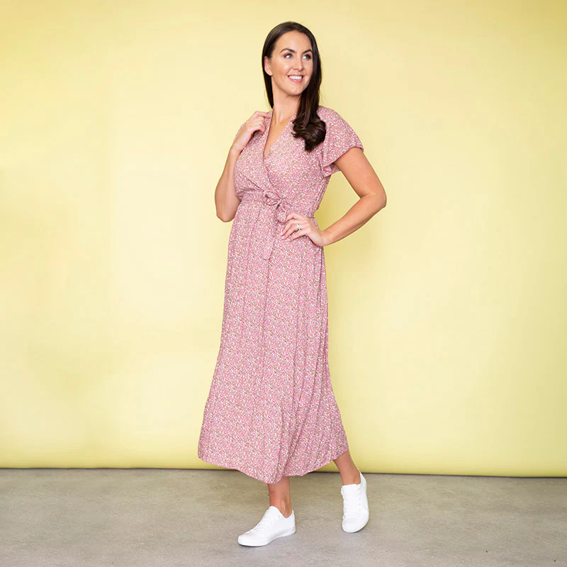 Carmen Floral Midi Dress (Baby Pink) - Image 7