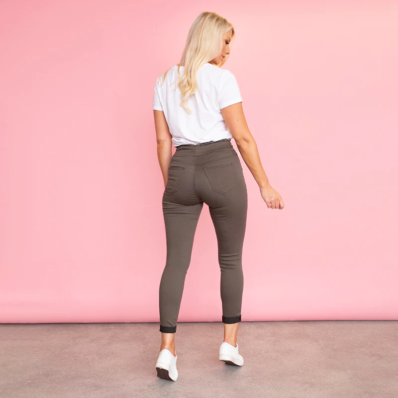Dana Drawstring Vintage Jeggings (Khaki) - Image 13