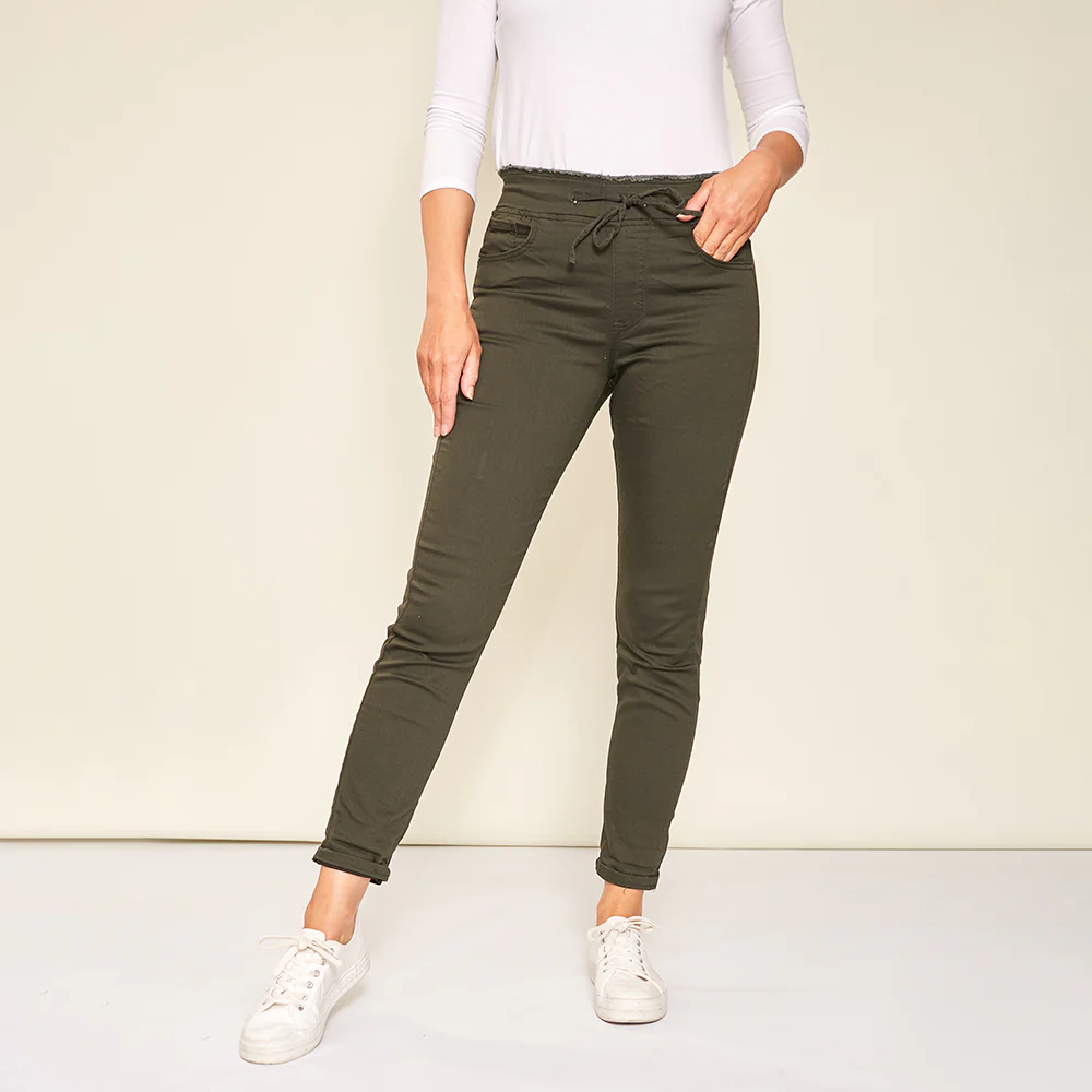 Dana Drawstring Classic Jeggings (Khaki) - Image 5