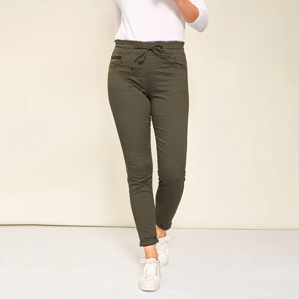 Dana Drawstring Classic Jeggings (Khaki) - Image 7