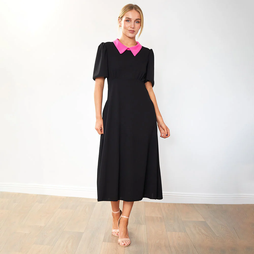 Dawson Dress (Black/PinkCollar) - Image 4
