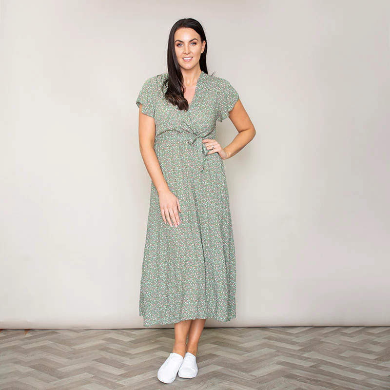 Carmen Floral Midi Dress (Sage) - Image 4
