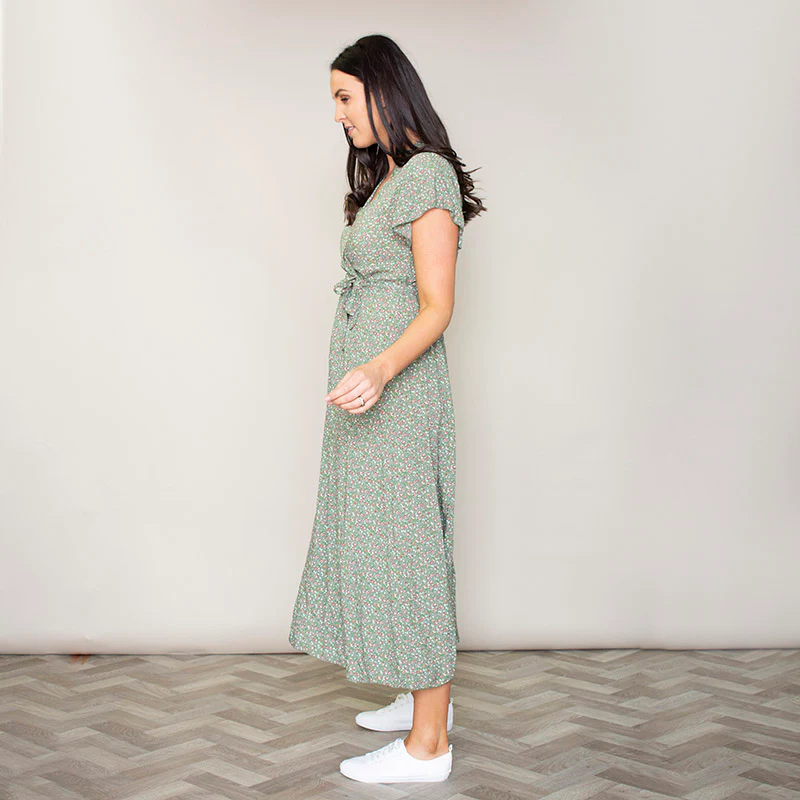 Carmen Floral Midi Dress (Sage) - Image 5
