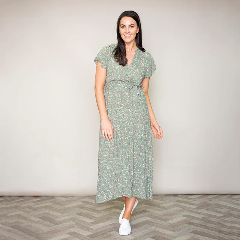 Carmen Floral Midi Dress (Sage) - Image 6