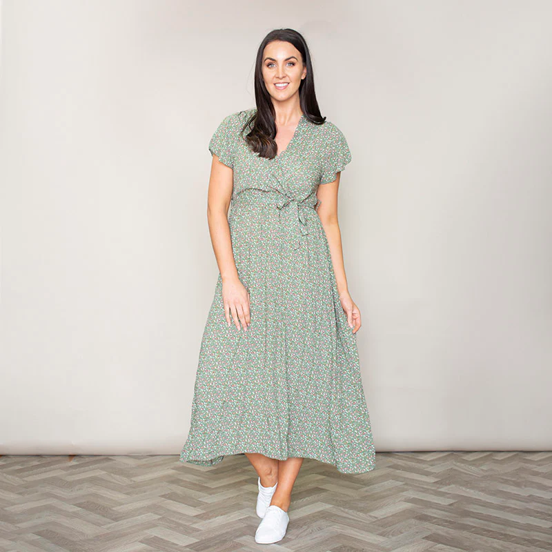 Carmen Floral Midi Dress (Sage) - Image 7