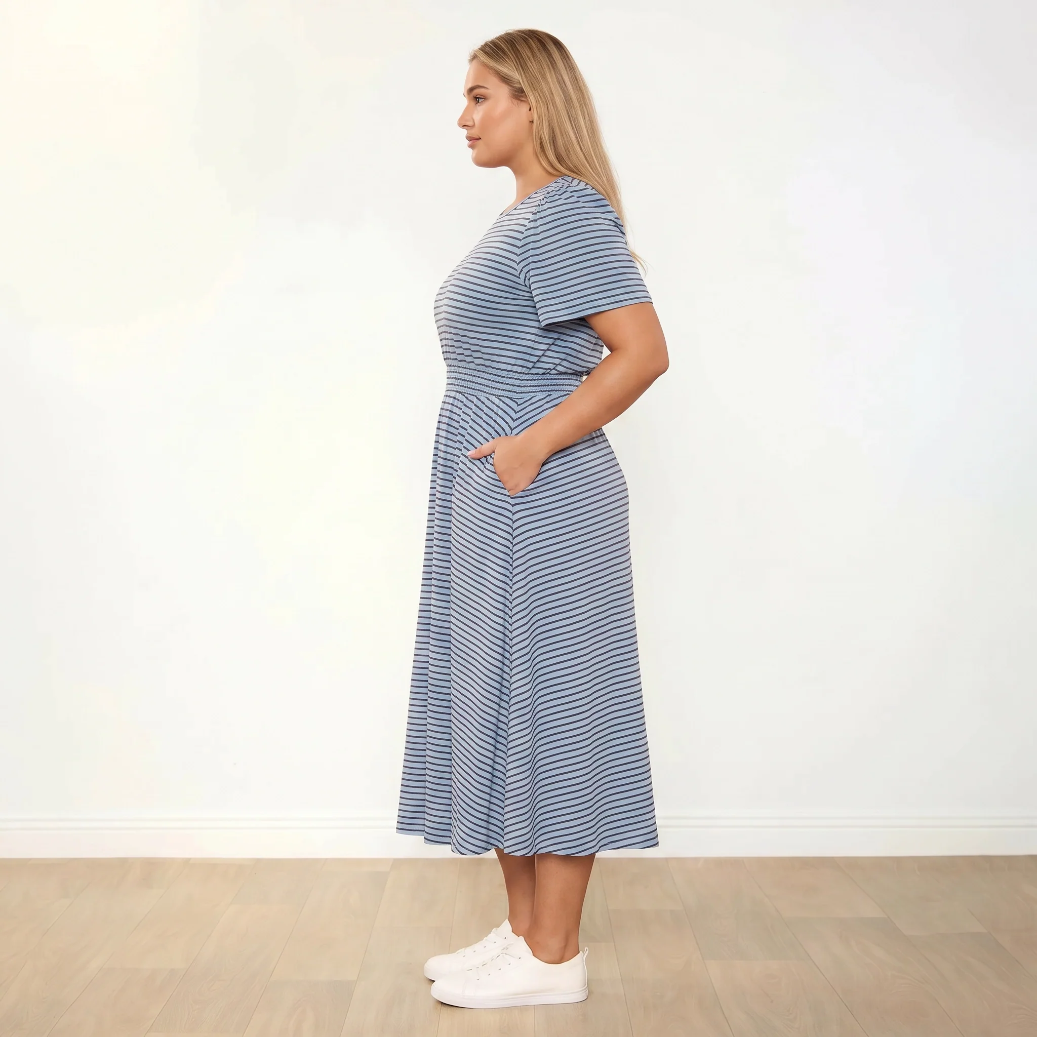 Eilish Dress (Blue/Brown) - Image 4