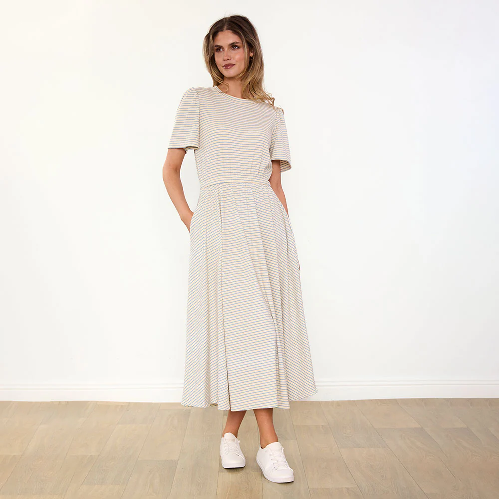 Eilish Dress (Cream/Blue) - Image 13