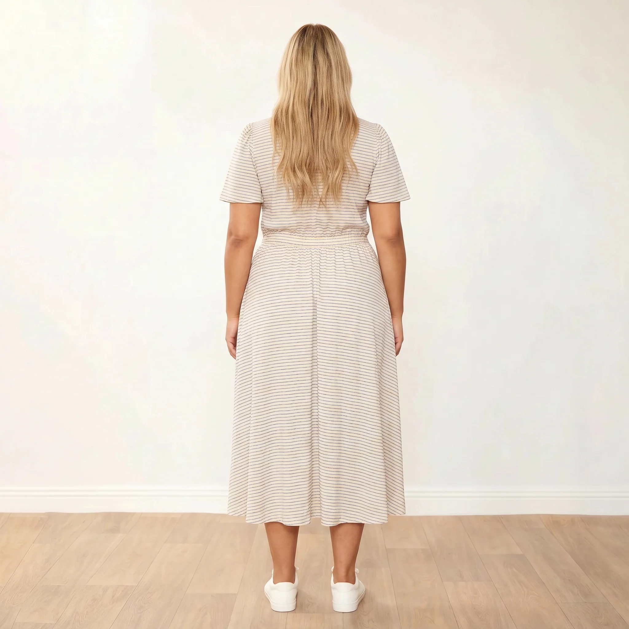 Eilish Dress (Cream/Blue) - Image 16