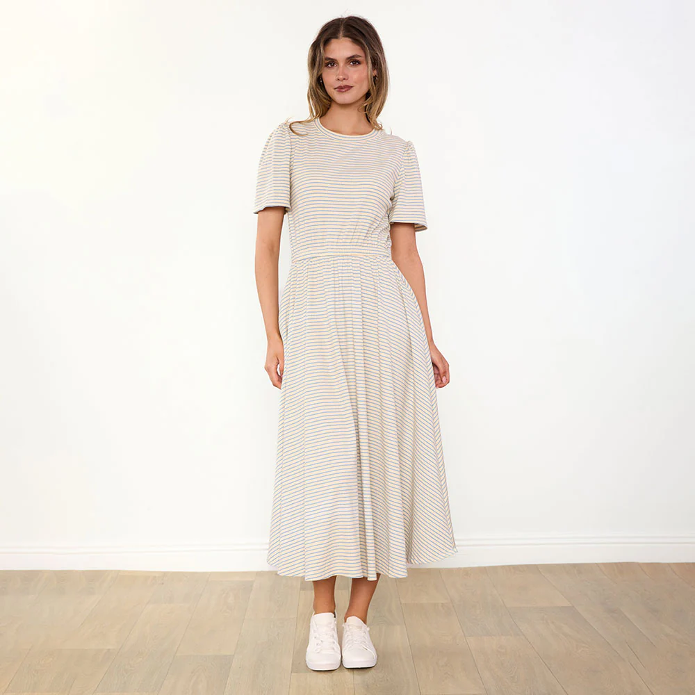 Eilish Dress (Cream/Blue) - Image 17