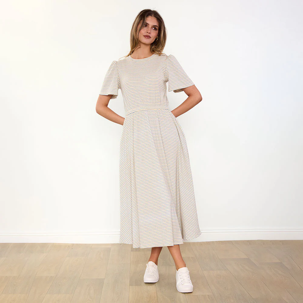 Eilish Dress (Cream/Blue) - Image 9